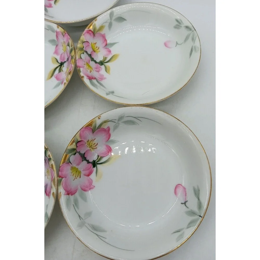 Vintage Noritake Set of 5 Hand Painted Azalea 5.25” Berry Fruit Dessert Bowls